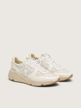 Sneaker da uomo con Running Sole in mesh e nappa bianca