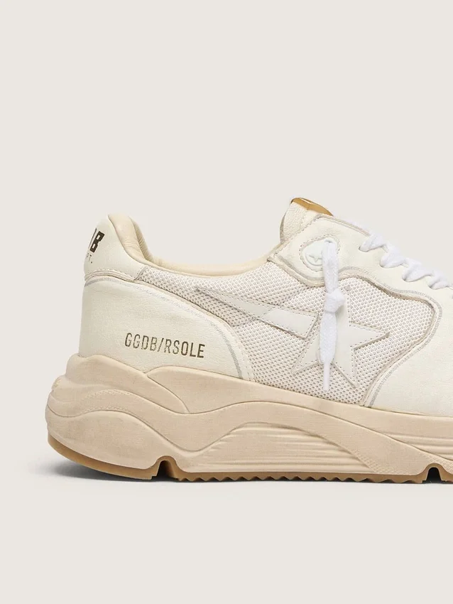 Sneaker da uomo con Running Sole in mesh e nappa bianca