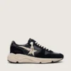 Sneaker da uomo con Running Sole in nappa nera e pelle scamosciata con stella bianca