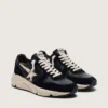 Sneaker da uomo con Running Sole in nappa nera e pelle scamosciata con stella bianca
