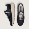 Sneaker da uomo con Running Sole in nappa nera e pelle scamosciata con stella bianca