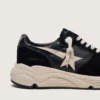 Sneaker da uomo con Running Sole in nappa nera e pelle scamosciata con stella bianca