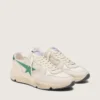 Sneaker da uomo con Running Sole in nylon color crema e pelle con stella in pelle verde