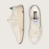 Sneaker da uomo con Running Sole in nylon color crema e pelle con stella in pelle verde