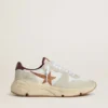 Sneaker da uomo con Running Sole in nylon e pelle scamosciata, con stella in pelle marrone e linguetta sul tallone in pelle bordeaux
