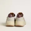 Sneaker da uomo con Running Sole in nylon e pelle scamosciata, con stella in pelle marrone e linguetta sul tallone in pelle bordeaux