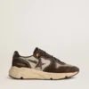 Sneaker da uomo con Running Sole in nylon e pelle scamosciata, con stella stampata e linguetta sul tallone in pelle