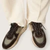 Sneaker da uomo con Running Sole in nylon e pelle scamosciata, con stella stampata e linguetta sul tallone in pelle