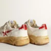 Sneaker da uomo con Running Sole, stella in pelle e linguetta sul tallone con stampa rossa