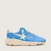 Sneaker da uomo Running Sole in pelle scamosciata blu brillante con stella bianca