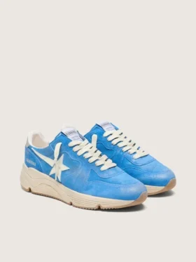 Sneaker da uomo Running Sole in pelle scamosciata blu brillante con stella bianca
