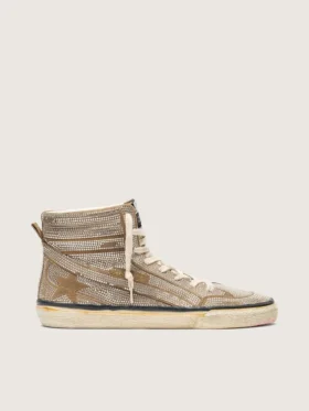 Sneakers da donna LAB in pelle scamosciata color tabacco con cristalli e stella in pelle scamosciata color tabacco