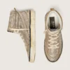 Sneakers da donna LAB in pelle scamosciata color tabacco con cristalli e stella in pelle scamosciata color tabacco