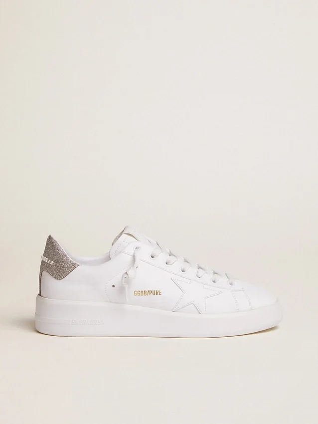 Sneakers Purestar da donna con linguetta sul tallone argentata glitterata