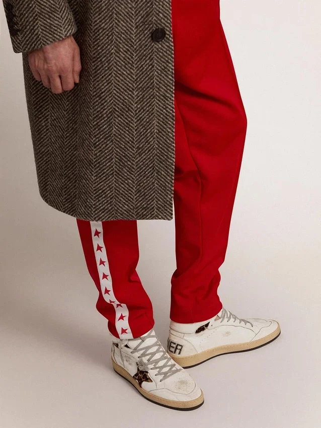 Sneakers Sky-Star con firma sulla caviglia e inserti in pelle di pony con stampa leopardata