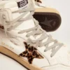 Sneakers Sky-Star con firma sulla caviglia e inserti in pelle di pony con stampa leopardata