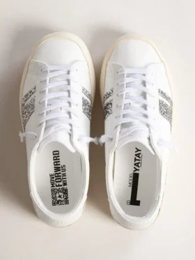 Sneakers sostenibili Yatay modello 1B con tomaia bianca a base biologica e glitter riciclati argentati Y
