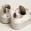 Sneakers Stardan con stella in pelle metallizzata argento e linguetta sul tallone