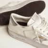 Sneakers Stardan con stella in pelle metallizzata argento e linguetta sul tallone