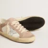 Sneakers Super-Star da donna in pelle scamosciata rosa con stella in pelle metallizzata argento