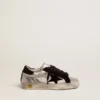 Sneakers Super-Star in pelle argentata con inserti in pelle scamosciata