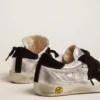 Sneakers Super-Star in pelle argentata con inserti in pelle scamosciata