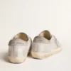 Sneakers Super-Star in pelle grigio-bianca con effetto glitter e stella in pelle