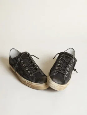 Sneakers V-Star in denim blu notte con stella e puntale in pelle nera