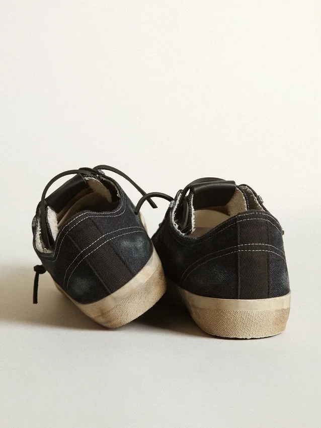 Sneakers V-Star in denim blu notte con stella e puntale in pelle nera