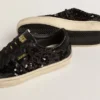 Soul Star da donna in paillettes nere con linguetta sul tallone in pelle scamosciata nera