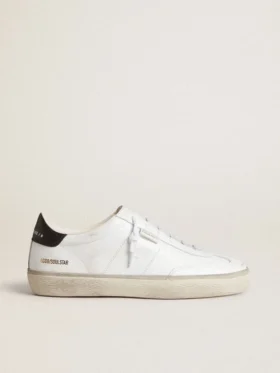 Soul Star da donna in pelle bianca con linguetta sul tallone in pelle nera