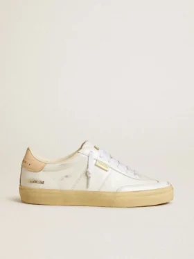 Soul Star da donna in pelle bianca con linguetta sul tallone in pelle rosa