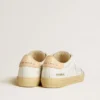 Soul Star da donna in pelle bianca con linguetta sul tallone in pelle rosa