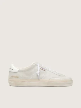 Soul Star da donna in pelle scamosciata beige con linguetta sul tallone in pelle bianca