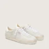 Soul Star da donna in pelle scamosciata beige con linguetta sul tallone in pelle bianca