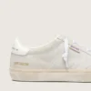 Soul Star da donna in pelle scamosciata beige con linguetta sul tallone in pelle bianca