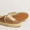 Soul Star da donna in pelle scamosciata color cammello con linguetta e tallone in pelle bianca