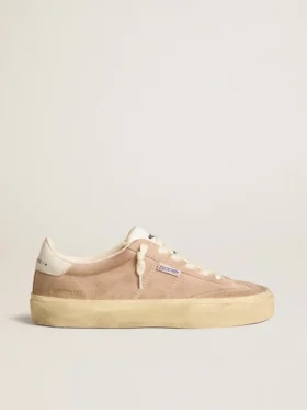 Soul Star da donna in pelle scamosciata rosa con linguetta sul tallone in pelle bianco latte