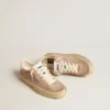 Soul Star da donna in pelle scamosciata rosa con linguetta sul tallone in pelle bianco latte