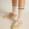 Soul Star da donna in pelle scamosciata rosa con linguetta sul tallone in pelle bianco latte