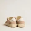 Soul Star da donna in pelle scamosciata rosa con linguetta sul tallone in pelle bianco latte