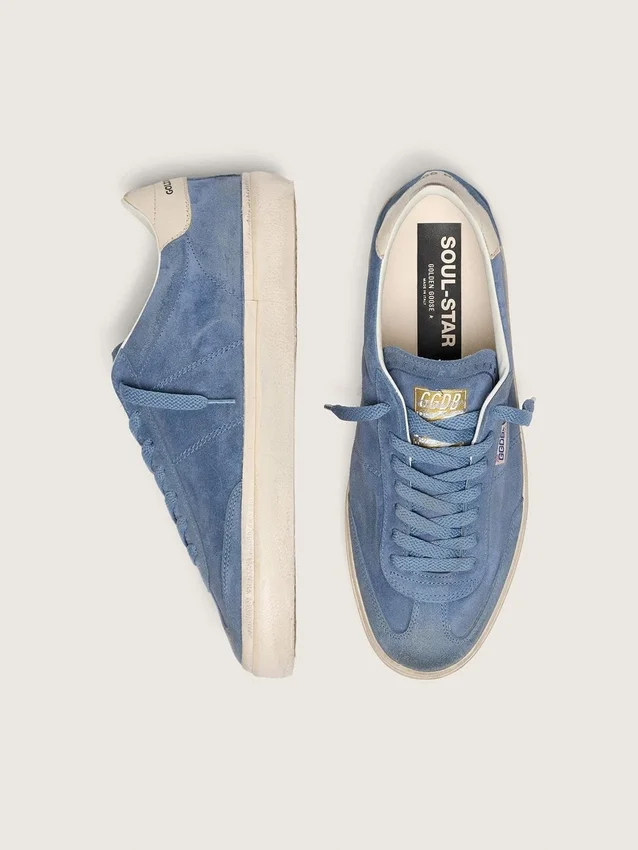 Soul Star da uomo in pelle scamosciata blu denim