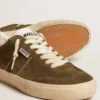 Soul Star da uomo in pelle scamosciata verde con linguetta e tallone in pelle bianca