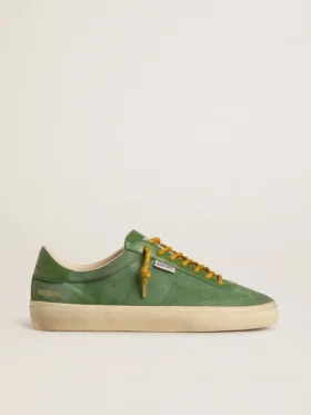 Soul Star da uomo in pelle scamosciata verde con linguetta sul tallone in pelle verde