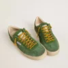 Soul Star da uomo in pelle scamosciata verde con linguetta sul tallone in pelle verde