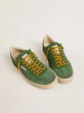 Soul Star da uomo in pelle scamosciata verde con linguetta sul tallone in pelle verde