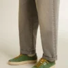 Soul Star da uomo in pelle scamosciata verde con linguetta sul tallone in pelle verde