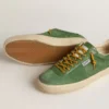 Soul Star da uomo in pelle scamosciata verde con linguetta sul tallone in pelle verde