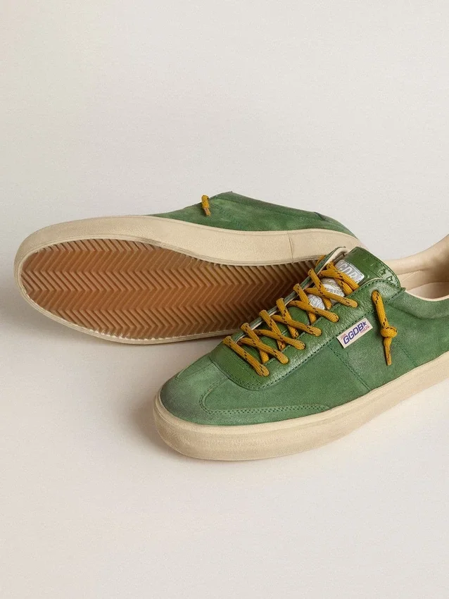 Soul Star da uomo in pelle scamosciata verde con linguetta sul tallone in pelle verde