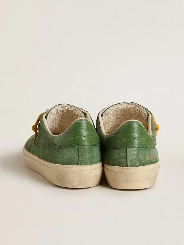Soul Star da uomo in pelle scamosciata verde con linguetta sul tallone in pelle verde